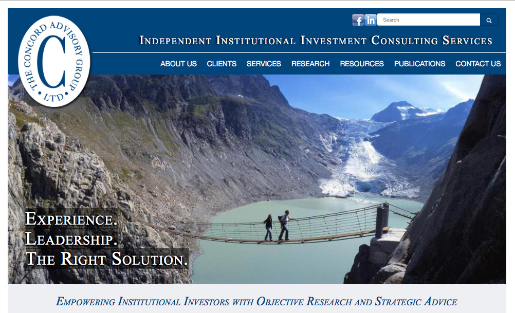 Screenshot of Non-Standard Bootstrap Design for The Concord Advisory Group on Desktop