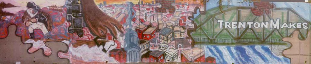 A section of one of the first murals created in Trenton, NJ by Leon Rainbow Circa 2001