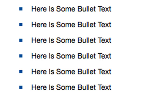Example of Bulleted List with Different Colored Bullets