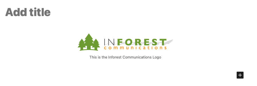 A screenshot of the WordPress editor showing the Inforest Logo image placed by default